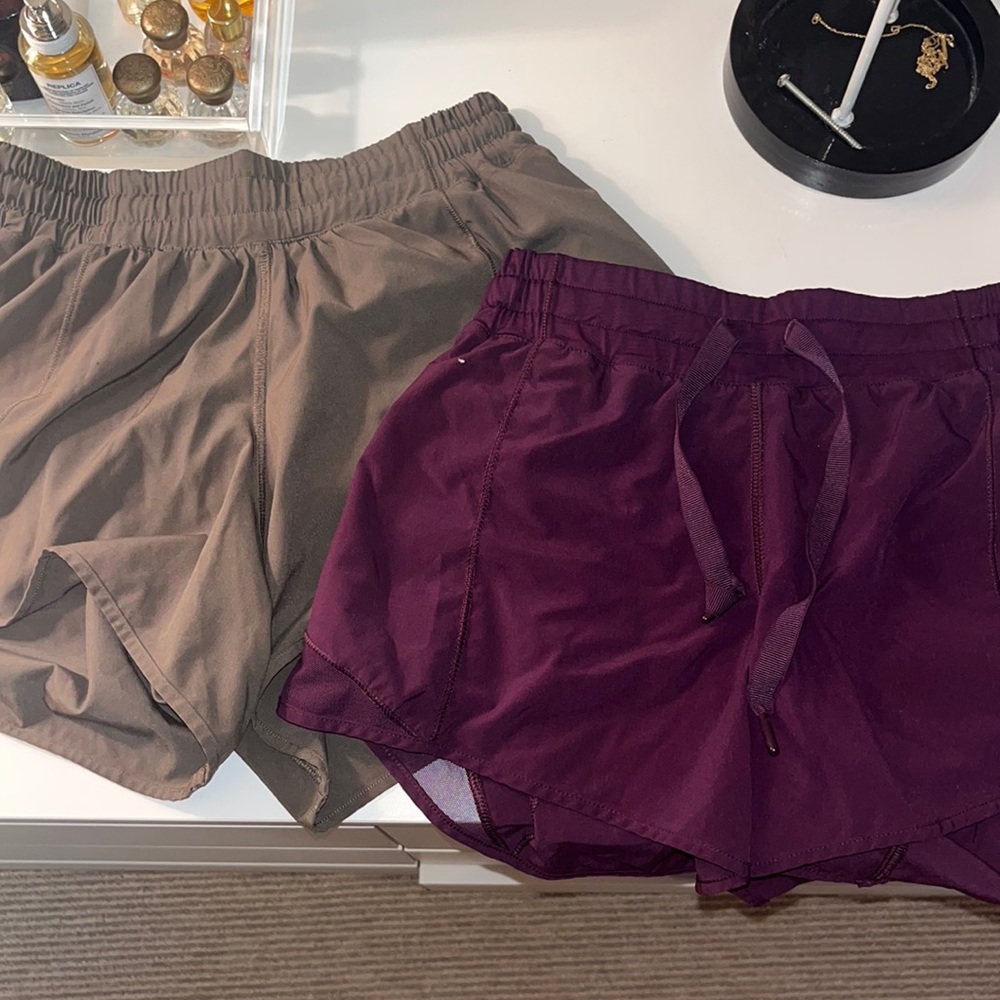SAGE GREEN AND MAROON lulu Hotty hot shorts size 6